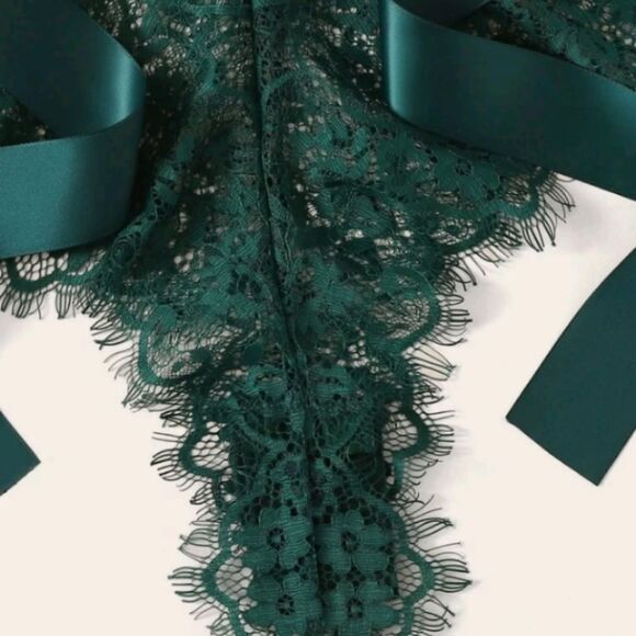 Green Lace Teddy Lingerie Outfit - Picture 6 of 9
